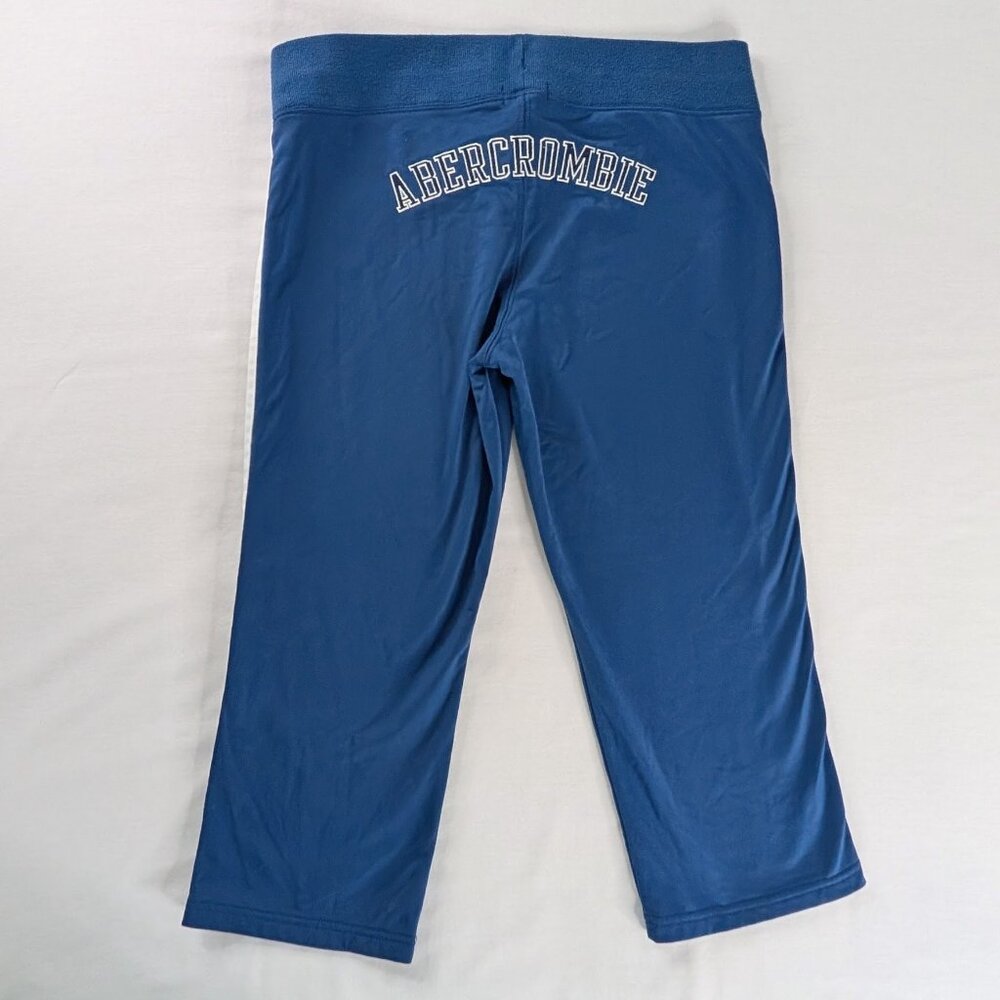 Y2k Abercrombie & Fitch Blue White Spell Out Low Rise Athletic Capris - Picture 3 of 9